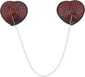 Pinch - Attached heart Black/Red - hartvormige tepelkwastjes Zwart/Rood - tepelversiering - tepelsticker