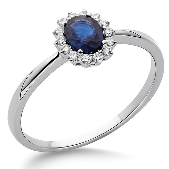 Dankzegging Streng moederlijk Orphelia RD-3927/54 - Ring - Witgoud 18 Karaat - Diamant 0.08 ct / Saffier  0.42 ct | bol.com