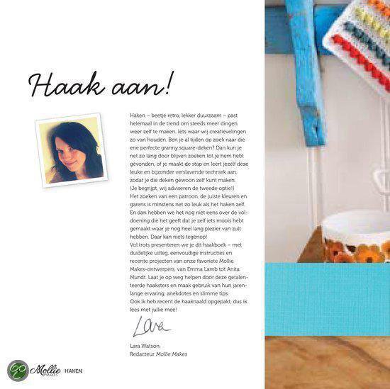 Foto van Lara Watson, redactrice Mollie Makes, met tekst over het boek.