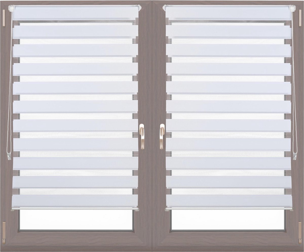 Relaxdays 2 x duo rolgordijn - lichtdoorlatend - zonder boren – 80 x 150 cm - wit