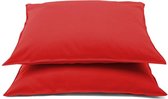 Emotion jeans stitching strijkvrij rood - kussensloop - 100% katoen - 60x70cm