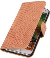 Samsung Galaxy E7 - Slangen Snake Design Licht Roze - Book Case Wallet Cover Cover