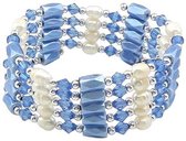 Zoetwater parel armband Wrap Magnetite Blue Pearl - echte parels - magnetiet - wit - blauw - wikkelarmband