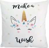 Make A Wish Unicorn Kussenhoes | Katoen/Polyester | 45 x 45 cm
