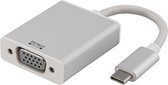 DELTACO USBC-1075 USB-C naar VGA adapter, 1080P, 1x USB Type C, 1X VGA, aluminium, zilver