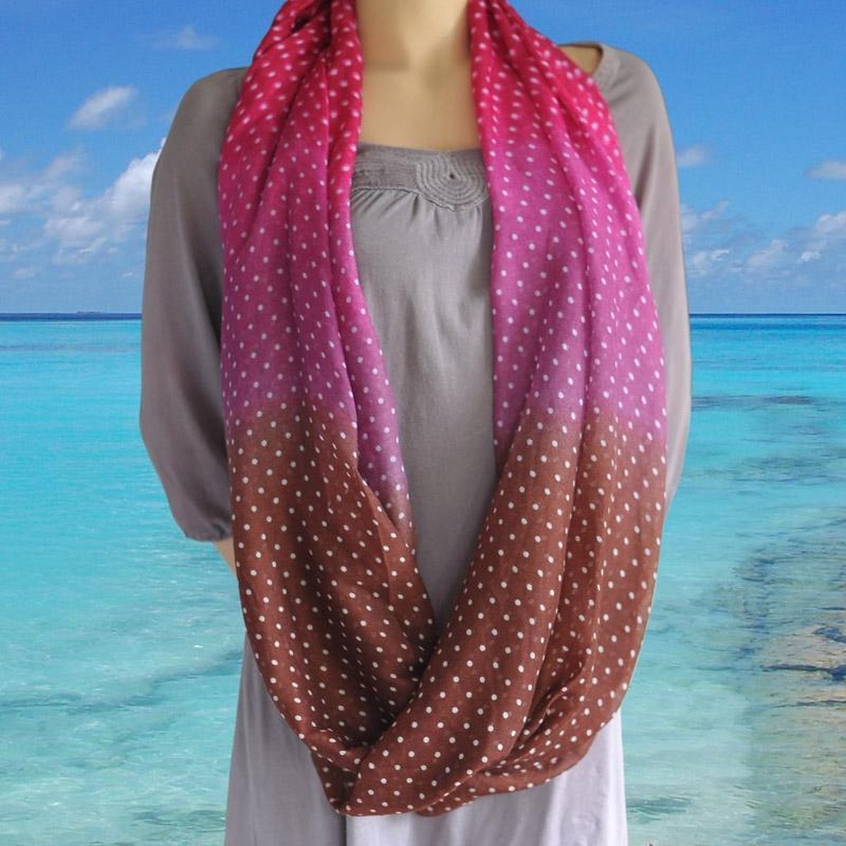 Loop Shawl Fading Dots Autumn