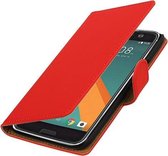 Rood Effen booktype wallet cover hoesje voor HTC 10