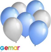 30x Ballonnen Zilver en Licht blauw (Ook geschikt voor Helium)