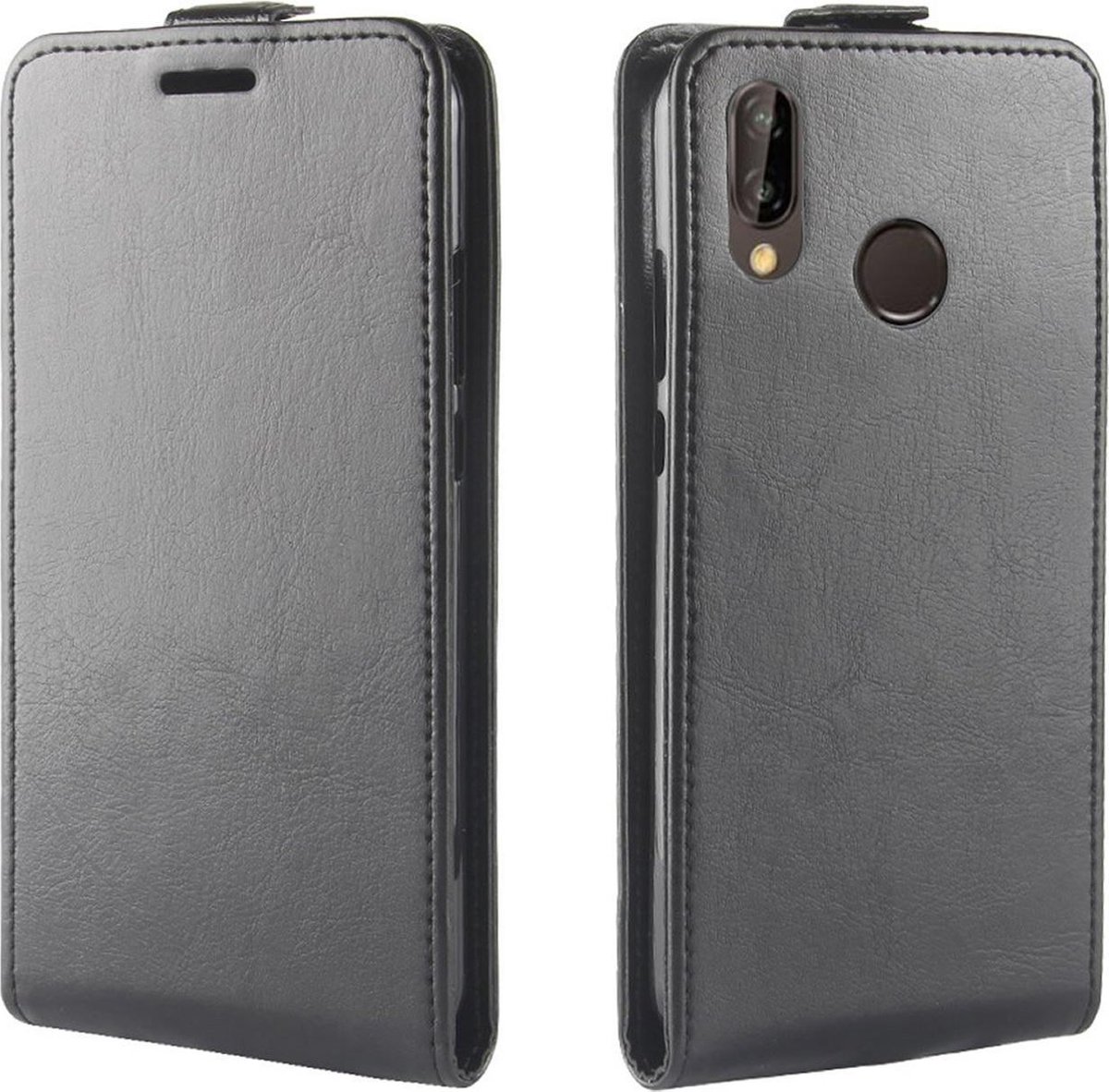 Zwart eco flipcase cover hoesje Geschikt voor Huawei P 20 Lite