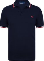 Fred Perry - Polo Navy White Red - Slim-fit - Heren Poloshirt Maat 3XL