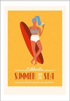 Celebrate summer 2 (70x100cm) - Wallified - Tekst - Zwart Wit - Poster - Wall-Art - Woondecoratie - Kunst - Posters