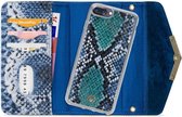 Apple iPhone 8 Plus Hoesje - Mobilize - Velvet Serie - Kunstlederen 2in1 Case / Clutch - Royal Blue Snake - Hoesje Geschikt Voor Apple iPhone 8 Plus