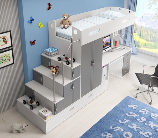 Hoogslaper met bureau en kast Multi Straight