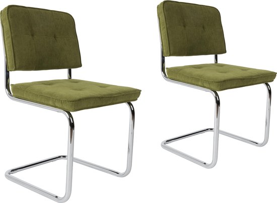 Feliz Retro Classic Rib Stoel Groen Set van 2