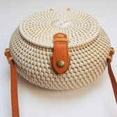 DUA witte ball ronde rieten tas white round rattan bali bag