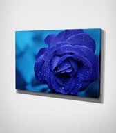 Blue Flower Canvas - 100 x 70 cm - Bloemen - Schilderij - Canvas - Slaapkamer - Wanddecoratie  - Slaapkamer - Foto op canvas
