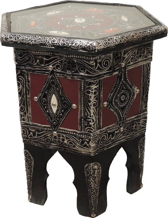Oriental&More - Marokkaanse - Bijzet tafel - Glasplaatje - Hand gemaakt - 36 cm... | bol.com