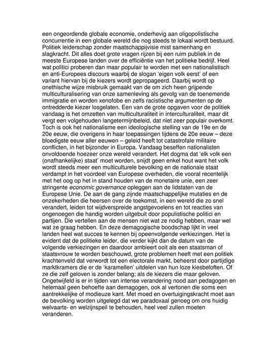 Tekstpagina uit een boek, politieke analyse.