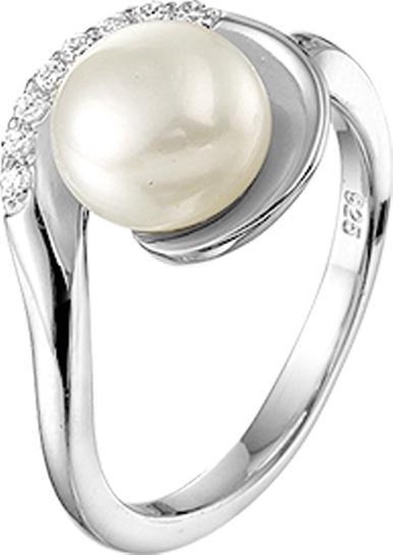The Jewelry Collection Ring Parel En Zirkonia - Zilver Gerhodineerd
