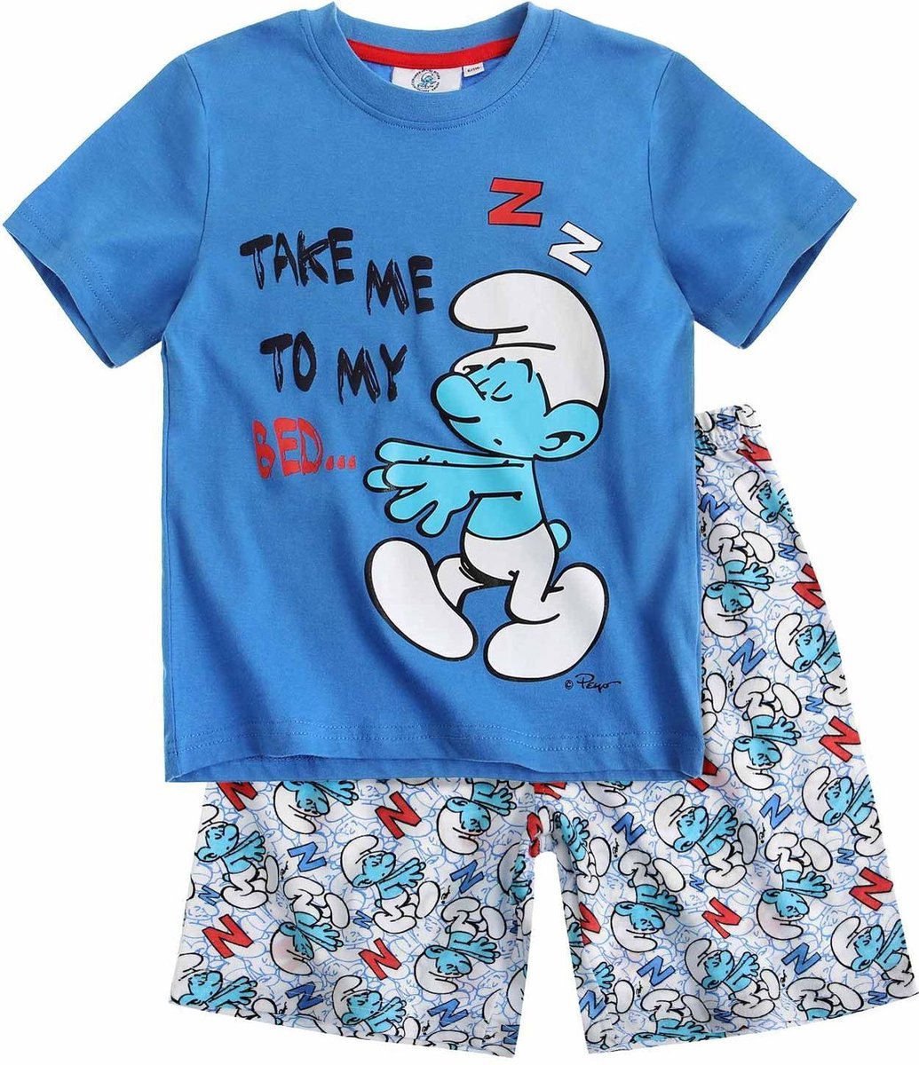 De Smurfen Pyjama Met Korte Mouw - Blauw - Maat 104 | bol