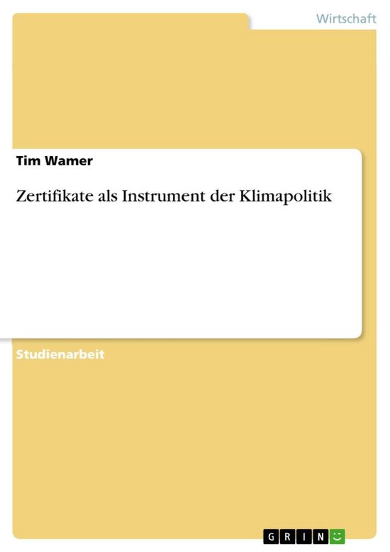 Zertifikate als Instrument der Klimapolitik - cover