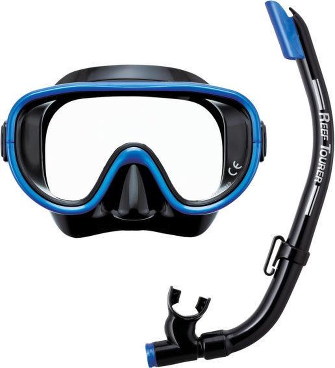ReefTourer- RC0105- COMBO- Snorkelmasker- Snorkelset-zwart/blauw - ReefTourer