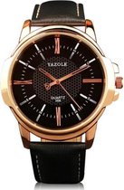 Yazole - Chique heren horloge - Zwart - Rosegoud kleurig - 46 mm - I-deLuxe verpakking