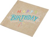 Papieren servetten - Happy Birthday kraft (20 stuks)