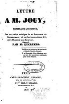 Lettre M. Jouy, Sur Un Article Satirique de Sa Biographie Des Contemporains