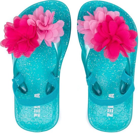 Zebra Slippers Girls Mini Turquoise maat 22,5/23,5