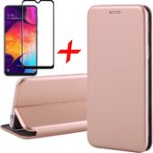 Samsung A50 Hoesje en Samsung A50 Screenprotector - Samsung Galaxy A50 Hoesje Book Case Slim Wallet Roségoud + Screen Protector Full - Screenprotector Samsung A50 - Hoesje Samsung