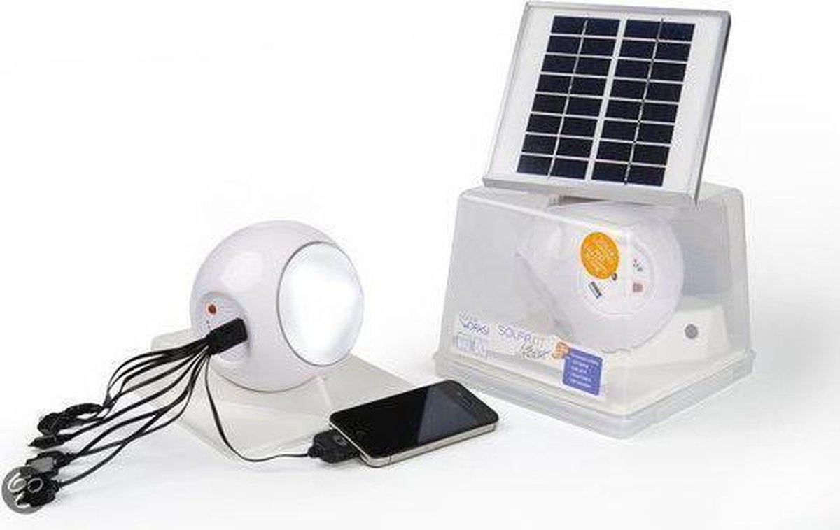 Solar Kit Lithium Wit lamp op zonne energie en mobiele