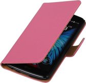 Etui Portefeuille Rose Solid Book Type pour LG K8