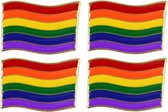 4x Regenboog gay pride kleuren metalen pin/broche/badge 4 cm - Regenboogvlag LHBT accessoires