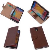 Étui pour livre / portefeuille / housse en cuir PU marron Samsung Galaxy Note 3 Neo