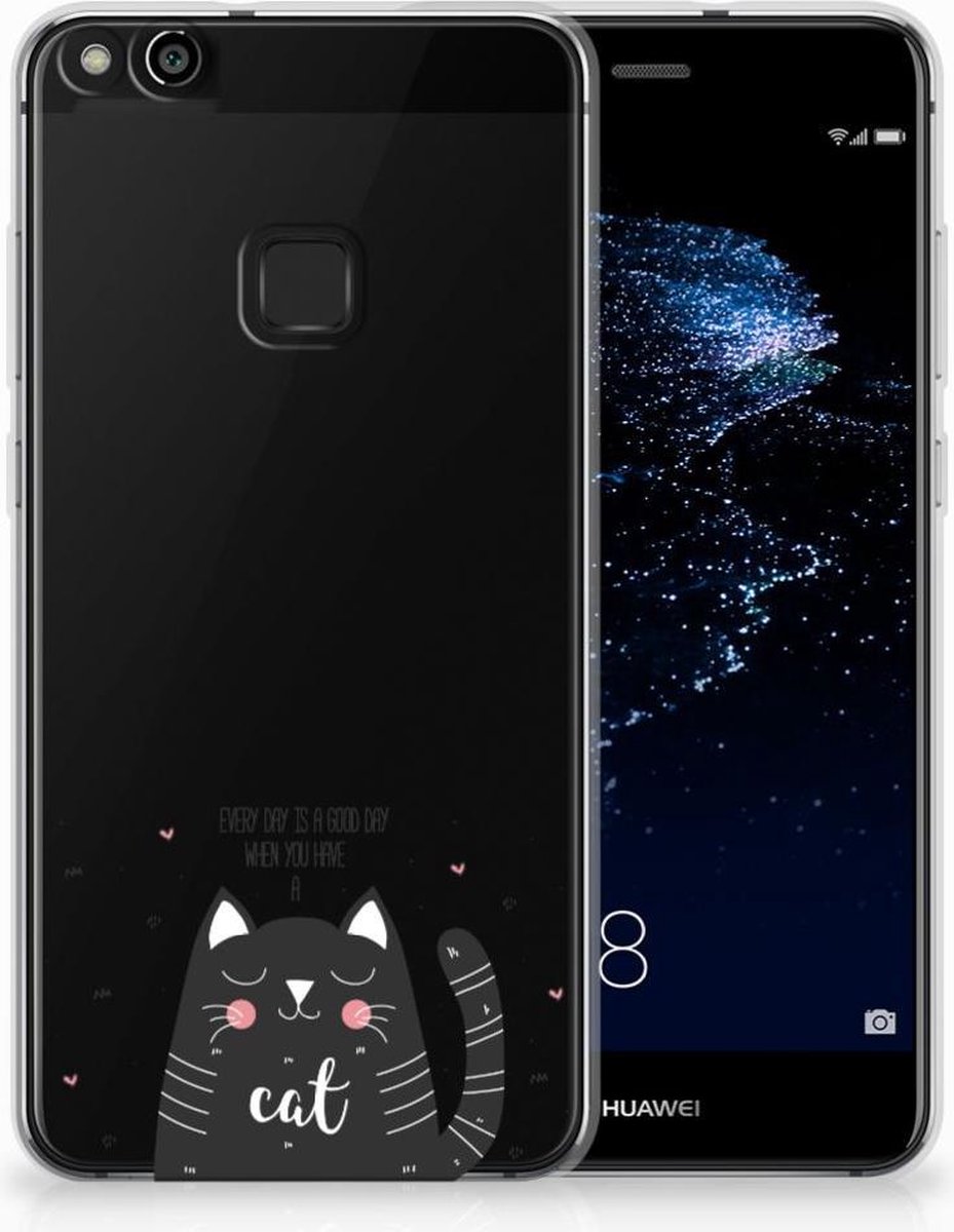 Huawei P10 Lite Telefoonhoesje met Naam Cat Good Day