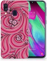Geschikt voor Samsung Galaxy A40 TPU Siliconen Hoesje Swirl Pink