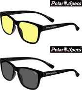 Combinatievoordeel Polar Specs® Polariserende Nachtbril + Polariserende Zonnebril Wave Classic PS9011 – Shiny Black – Polarized – Small – Unisex