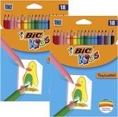 BIC Kleurpotloden Kids Tropicolors - 2 x 18 kleurpotloden