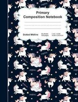 Primary Composition Notebook: Magical Unicorns Pattern- Dotted Midline K-3 Handwriting Paper:: Softcover Book - Home, Student Teacher, Classroom: