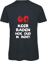 60 jaar verjaardag - T-shirt 60 keer raden hoe oud ik ben? | M | Zwart