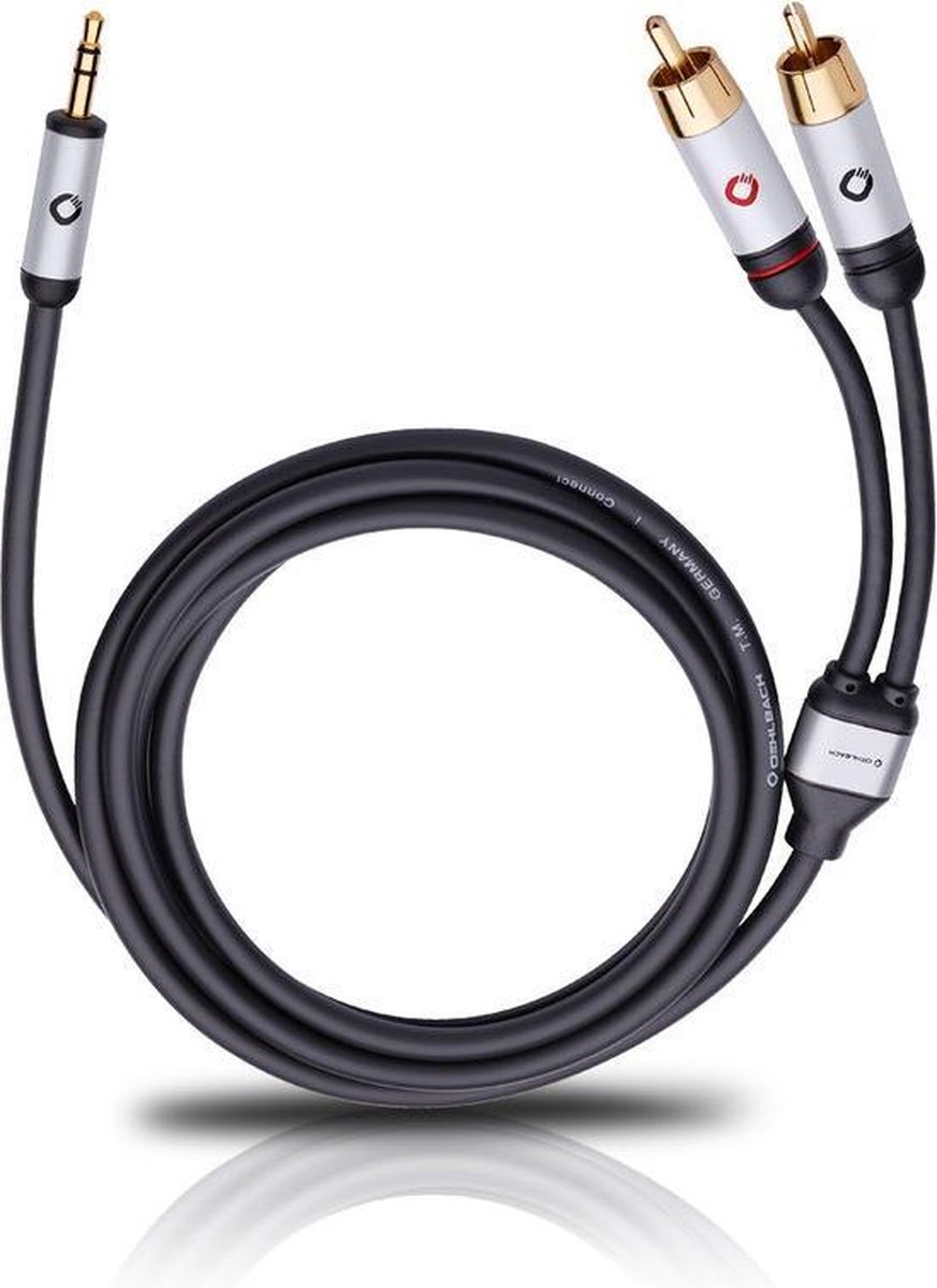 Oehlbach Mobiele audiokabel, 3,5 mm jack naar cinch lengte 3 meter