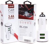 LDNIO C29 Dual USB Auto oplader 3.4A met Type C USB Kabel geschikt voor o.a LG G5 G6 G7 Nexus 5X Q7