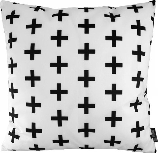 Wit - Zwart Kruisjes Kussenhoes | Katoen/Polyester | 45 x 45 cm