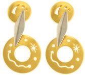 Behave® Dames oorbellen goud- en zilver-kleur 3,5 cm