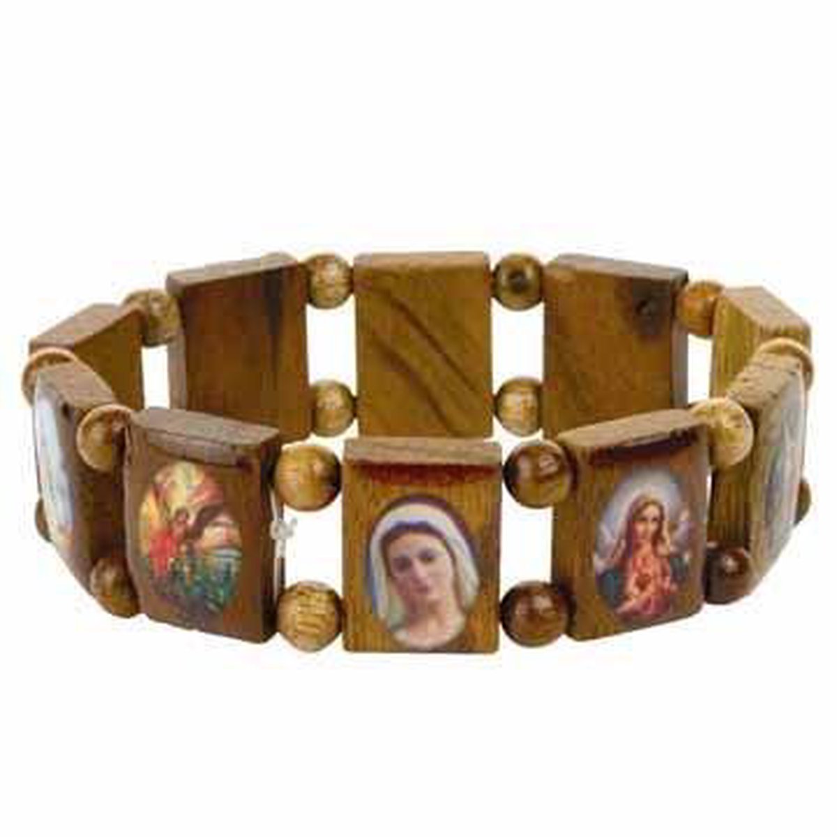 Escapulario armband hout met medaillons van heiligen | bol.com