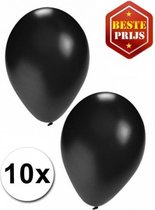 Bellatio Decorations ballonnen - 10 stuks - zwart - 27 cm - helium of lucht - verjaardag / versiering
