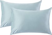 Happy Goods® Luxe Silk Miracle Pillow - Zijden Kussensloop - 60x70cm - Lichtblauw