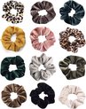 foto van Kraagjeskopen.nl® Scrunchie Velvet Haarelastiek Set - 12 stuks Natural Colors Scrunchies Pack