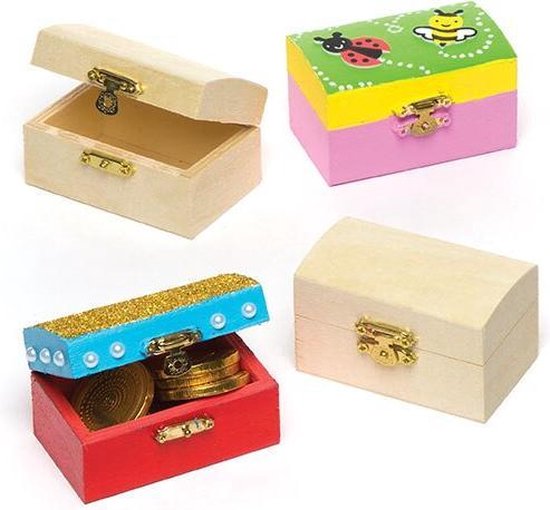Kwaadaardig Schaap Baan Kleine houten schatkisten - maak je eigen - creatieve knutselmateriaal voor  kinderen... | bol.com
